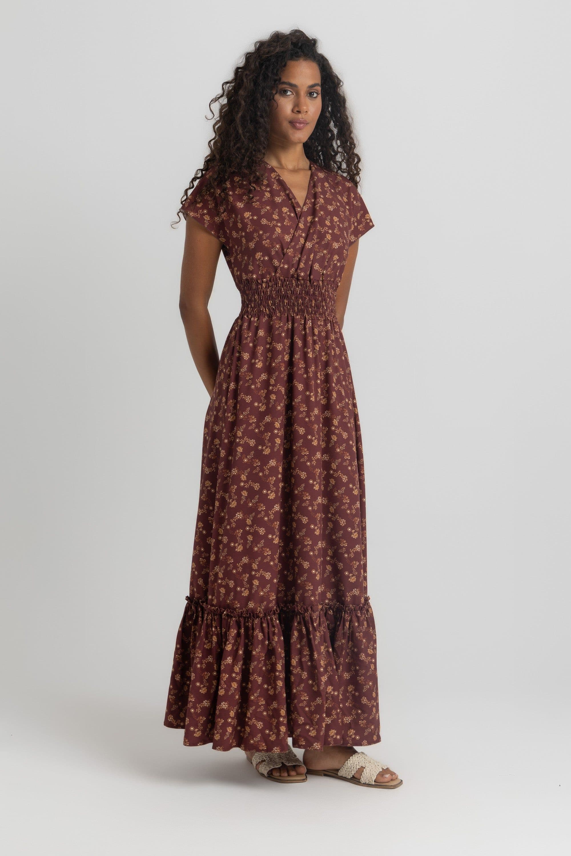 Printed  Waist Maxi Dress