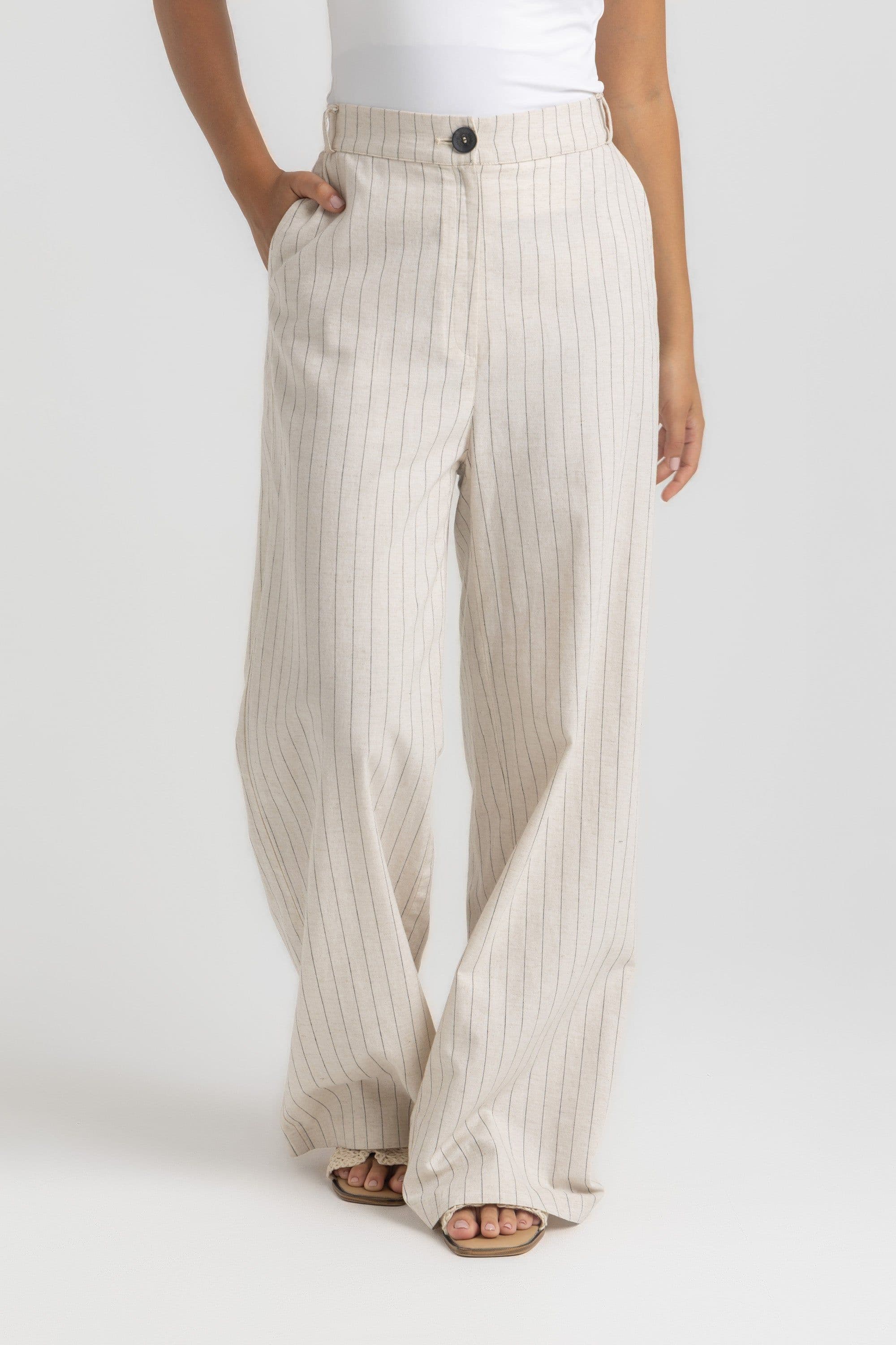 Pinstripe Wide Leg Trouser